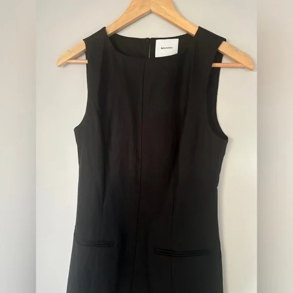 NEW Reformation Citron Sleeveless Linen Mini Dress in Black | size 4 - Picture 6 of 9